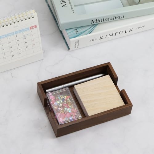 MultiBey Walnut Wood Sticky Notes Holder - 4x6 Inch Memo Pads Dispenser - Image 3