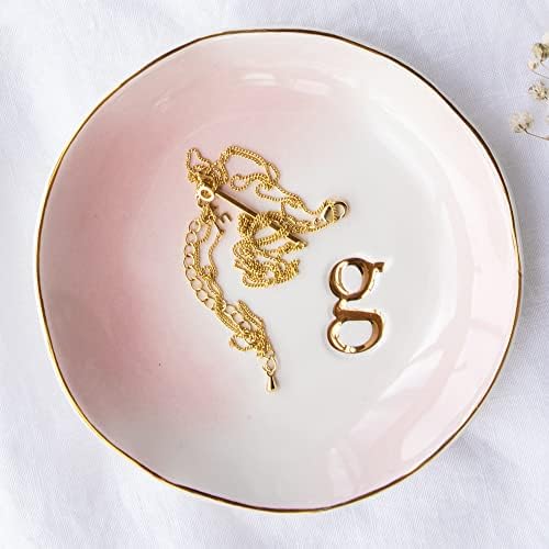COLLECTIVE HOME - Ceramic Jewelry Tray, Decorative Trinket Dish for Rings Earrings Necklaces Bracelet Watch Keys, Birthday Mother's Day Christmas Gift for Women, 4.75", Colored Surface (G) by COLLECTIVEHOME