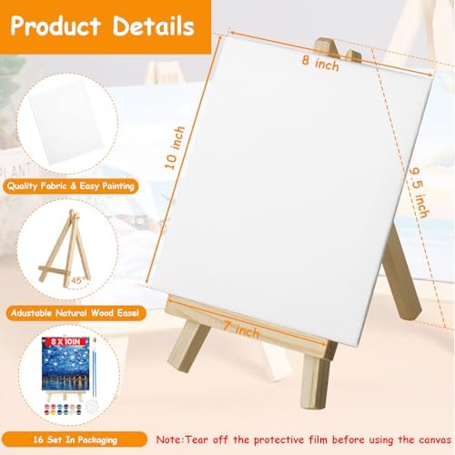 16 Pack Canvas and Easel Set, 8 x 10 inch Painting Kit for Party Supplies - Image 6