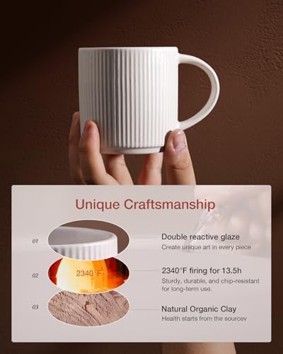 famiware Coffee Mug Set of 4, Star 12 oz Ceramic Mugs Cups Set with Handle - Image 3