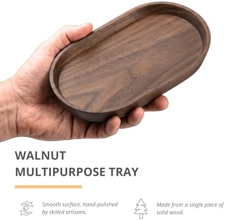 Vandroop Walnut Wooden Mini Serving Tray, Tea&Coffee Table Tray 7.9”×4.7” - Image 2