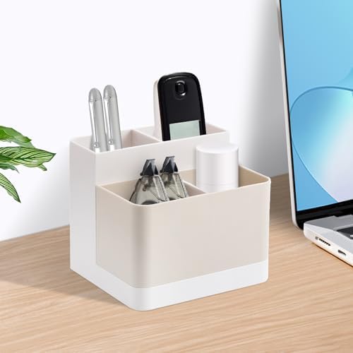 Poeland Desktop Storage Organizer, Pen and Pencil Cases Boxes, Pen or Pencil Holder Box Container for Desk, Office Supplies, Vanity Table Tan - Image 5