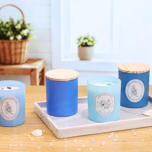 12 Pcs 10oz Blue Glass Candle Jars with Lids & Crystals for Candle Making - Image 6