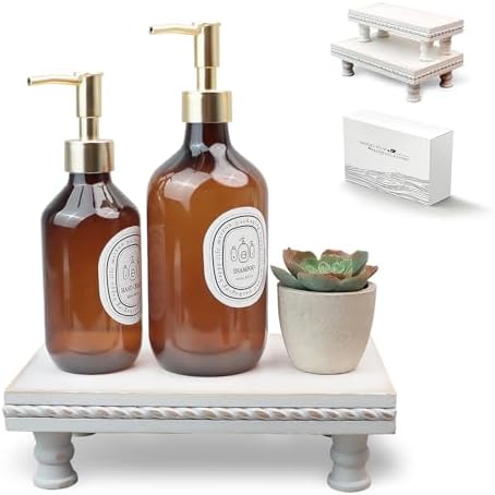 Wood Riser Bathroom Tray Pedestal Stand, Waterproof for Bathroom Counter by Unknown