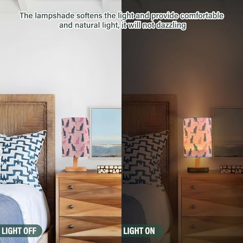 Cute Kittens Sitting in Different Poses Silhouette Bedside Table Lamps with USB Port for Bedroom Lamp Accent Table Lamp Small Nightstand Lamp Linen Shade Decorative Lamps for Kids|Reading|Dome|Home - Image 3