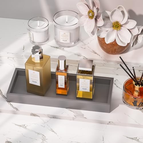 ZHWS Bathroom Vanity Tray for Toilet Tank, Perfume, Jewelry, Candle, Makeup, Decorative Tray, Kitchen Tray Counter Organizer for Soap Dispenser, Coffee Table Silver 11.3”L x 4.4”W x 1.14”H - Image 2