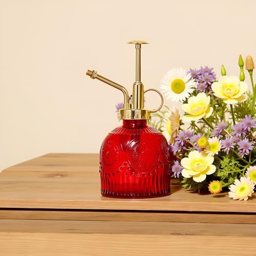 Glass Plant Mister Spray Bottle, 230ML Vintage Plant Spritzer, Succulent Watering Bottle Glass with Top Pump, Small Plants Sprayer Watering Can for Indoor Outdoor House(Red) - Image 7