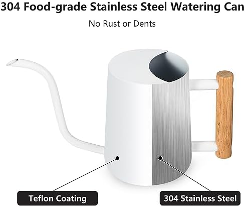 Watering Can Indoor Plants, 35oz Small Stainless Steel Metal Watering Can Modern Decorative Watering Pot with Long Spout for Indoor House Plant Bonsai Outdoor Garden Flowers -White - Image 4