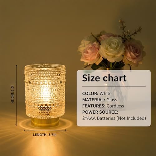 Battery Operated Lamp with Auto-Off Timer, Cordless Table Night Light for Bedroom & Entryway, Portable LED Lamp for Home, Outdoor, Camping No Battery Included (Pearl Design-White) - Image 2