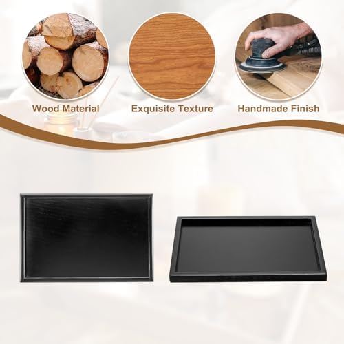 Wooden Serving Tray Rectangular Wood Serving Tray Decorative Platter, 11.8x7.9 Inch Fit for Home Decor Kitchen Coffee Table Candle Holder, (Black) - Image 4