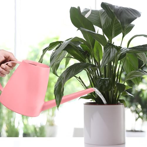 Plastic Watering Can - for Indoor and Outdoor House Plant Garden - with Long Spout - 1/2 Gallon - Pink - Image 7
