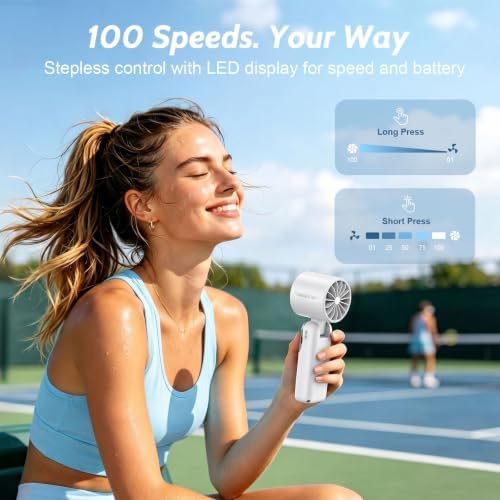5000mAh Portable Handheld Fan, USB-C Rechargeable Mini Fan with 100 Speeds - Image 4