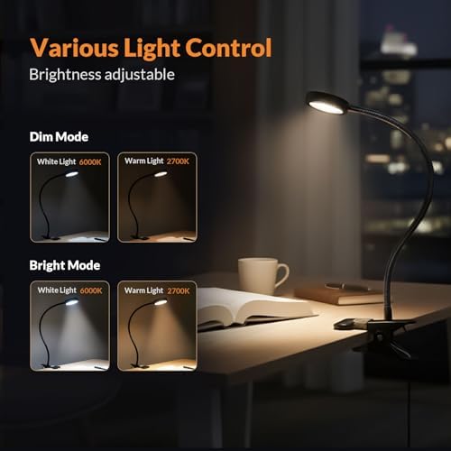 LEPOWER Clip on Light, Book Reading Lamp for Desk, Bed Headboard and Dorm - Image 2