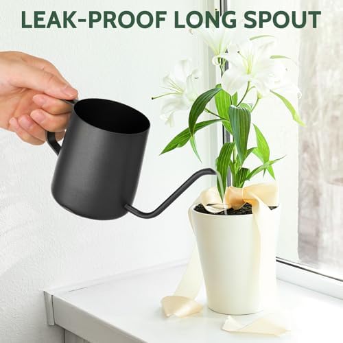 Small Watering Can Indoor Plants 12 OZ Mini Watering Can Stainless Steel - Image 4