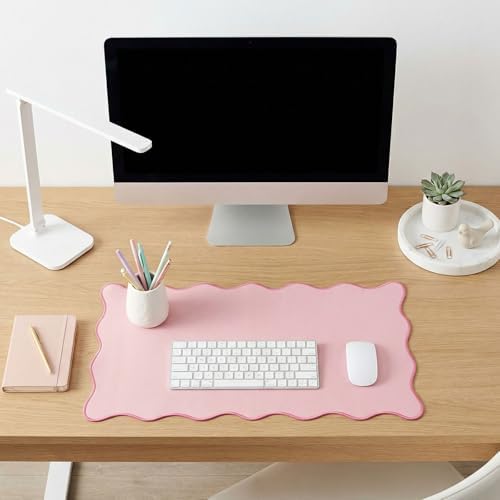 Scalloped Desk Mat, Large Cute Desk Pad for Desktop, Waterproof Scalloped Aesthetic Table Pad, Non-Slip Mouse Keyboard Mats Computer Accessories for Desk Office Home Gaming, 31.5" x 15.7" - Image 7