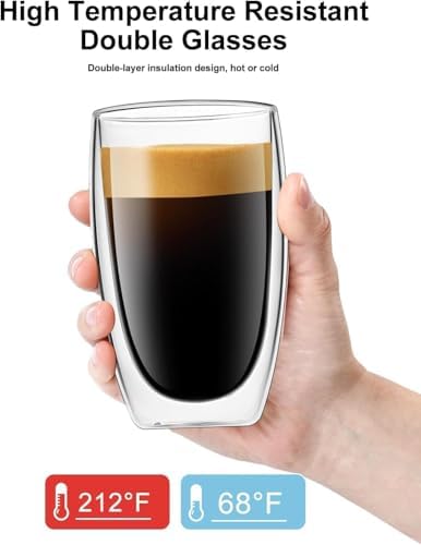 DOPUDO 17oz Double Wall Glass Coffee Mugs Set of 8, Insulated Coffee Mug, Clear Borosilicate Glass Coffee Cups for Cappuccino, Tea, Lightweight and Microwave Safe - Image 5