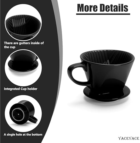 Coffee Pour Over, Ceramic Coffee Dripper with Single Hole - Image 3