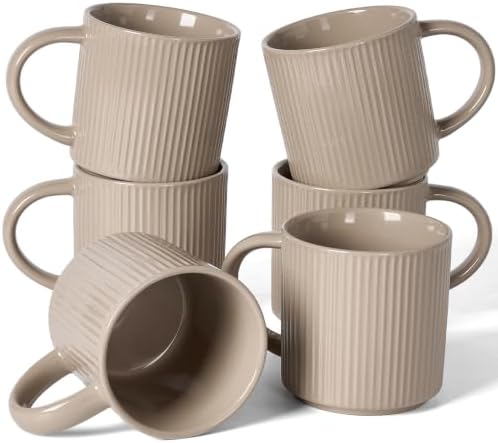 famiware Coffee Mug Set of 6, Star 12 oz Ceramic Mugs Cups Set with Handle by Famiware