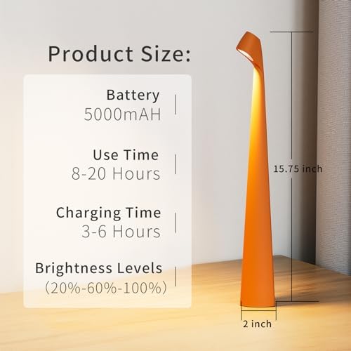 HAPYGI Cordless Rechargeable Reading Metal Table Lamp, 3-Level Brightness - Image 5