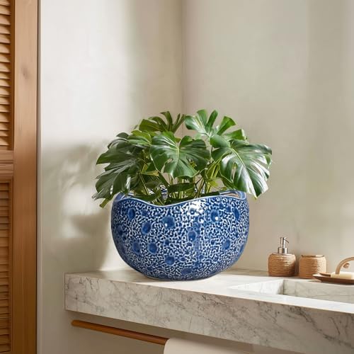 10 Inch Plant Pot, Ceramic Pots for Plants Indoor, Blue - Image 6