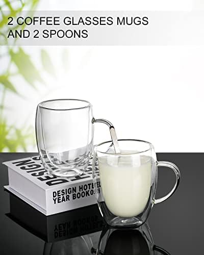 LIBWYS 12oz Double Walled Coffee Cups Glasses Mugs, Borosilicate Glass 2Pcs - Image 2