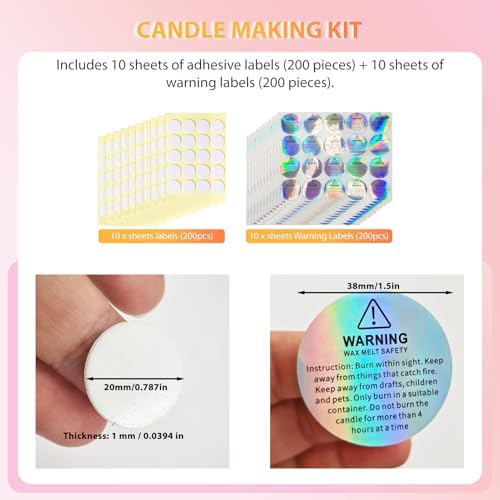Candle Wick Stickers, Heat Resistant Double Sided Stickers, 200 PCS - Image 2