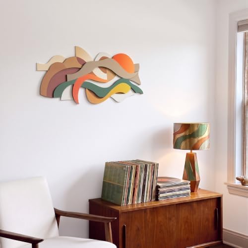 Mifoci Mid Century Modern Wood Wall Art, Abstract Wall Decor, Horizontal - Image 5