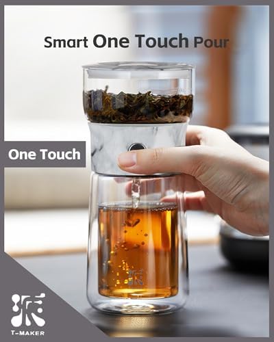 ZENS Modern One Touch Tea Maker, Glass Tea Infuser Pot for Loose Leaf Tea - Image 2