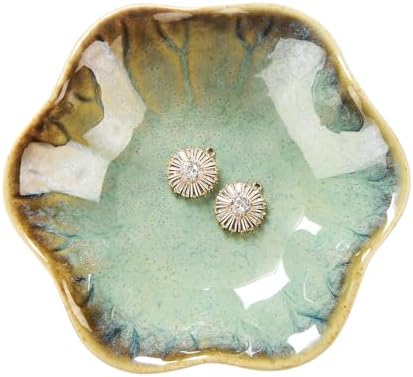 JAMEND CLXP Lotus Leaf Shape Ring Holder Dish, Small Key Bowl, Ceramic Trinket Tray Jewelry Dish Organizing Necklace Earrings for Mom Friend Sister. All Jewelries Are NOT Included. Crystal Green. by JAMEND+CLXP