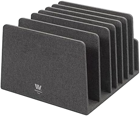 MobileVision Executive Dark Gray Device Organizer for Smartphones, Tablets and Laptops, 7 Slots with Extra Wide Slots for Laptops - Image 4