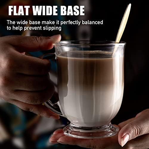 Clear Glass Coffee Mugs Set of 4, Diner Mugs16 OZ, Large Glass Beer Cups with Handle,Bottom Nine-Sided Mug for Men and Women Hot Beverages,Tea, Cappuccino, Latte, Espresso, Juice Mothers - Image 5