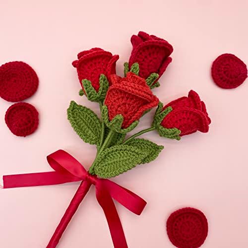 Lily's Lyric Flower Crochet Kit | Red Rose | Step-by-Step Video Tutorial for Adults Teenagers | Craft Gift Idea DIY Home Decoration - Image 2