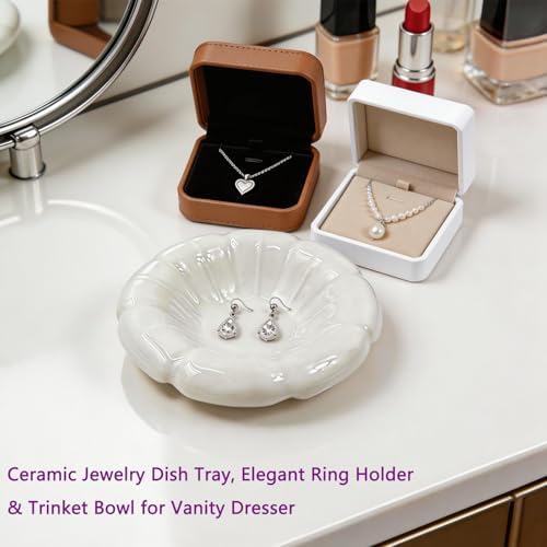 Ceramic Jewelry Tray,Nightstand Ring Holder Dish& Bathroom Jewlery Plate Bowl,Small Trinket Dish Tray for Friends, Mother, Sister (Brown-A) - Image 7