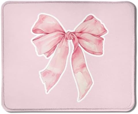 Coquette Pink Bow Aesthetic Mouse Pad, Cute Preppy Girly Pink Bow Mouse Pads for Wireless Mouse Computers Laptop Desk Accessories, Coquette Girly Office Supplies, 9.5x7.9 Inch by Unknown