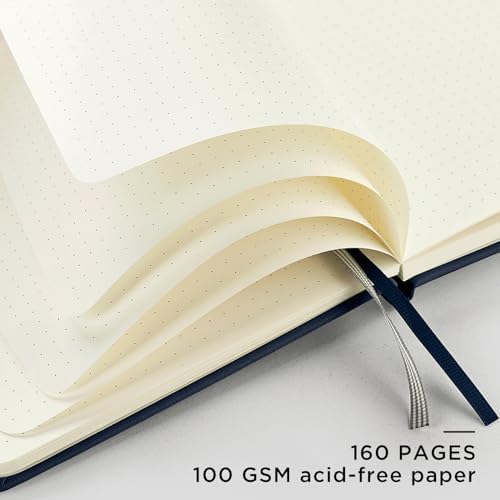 &And Per Se Dotted Journal Notebook, A5 Hardcover Leather Bullet Dotted Journal, 160 Pages 100 gsm Thick Paper, 3 Sheets of Stickers Included - 5.7'' x 8'' (Royal Blue) - Image 4