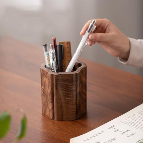 Black Walnut Pen Holder for Desk, Wooden Desk Organizer - Image 7