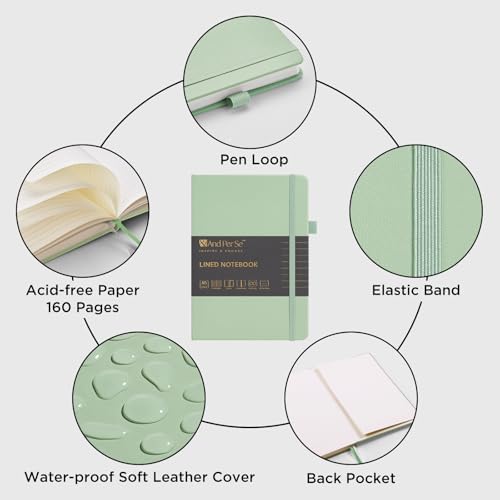 &And Per Se Lined Journal Notebook, 160 Pages, A5 5.7 x 8 inches College Ruled Thick Paper Notebook Journals for Writing, Hardcover Notebooks for Women Men Office School (1 Pack, Light Green) - Image 4