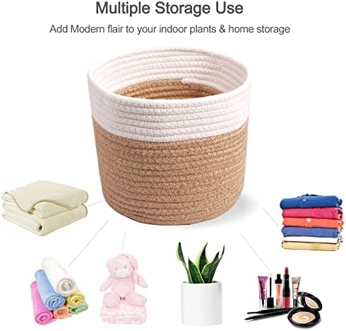 11" Cotton Rope Plant Basket Modern Woven Baskets 11"x 11" - Image 3
