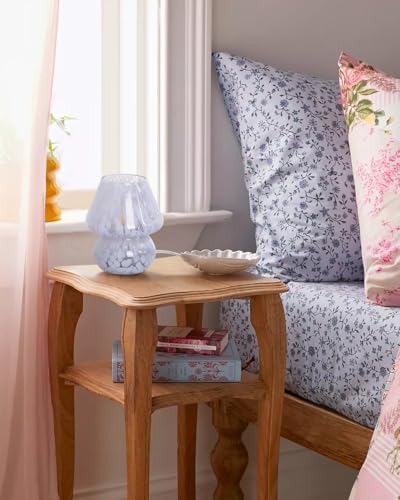 ONEWISH Mushroom Lamp Small Bedside Table Lamp-Nightstand Nightlight Dimmable Stepless, Translucent Glass Desk Lamp for Bedroom Dorm Living Kitchen, Murano Style Aesthetic Cute Home Decor(Blue) - Image 4