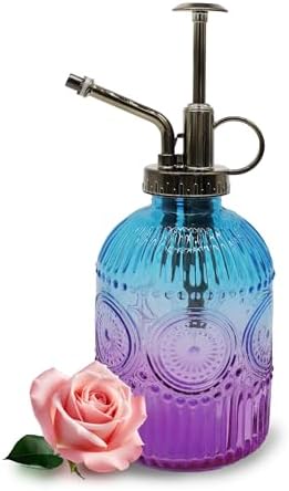 Glass Plant Mister Spray Bottle, 350ML Vintage Plant Spritzer with Top Pump Watering Can for Indoor Outdoor House Plants,Flowers (Blue Purple) by VKSG