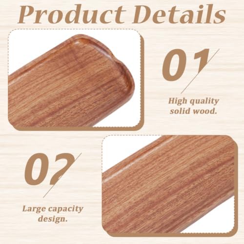PLIGREAT 2 Pcs Wood Pen Tray, Oval Wooden Desk Pen Organizer Holder Minimalist Writing Instrument Rest Tea Coffee Table Tray for Office Stationery Desk Decor, 9.8x3.7x0.5Inch - Image 3