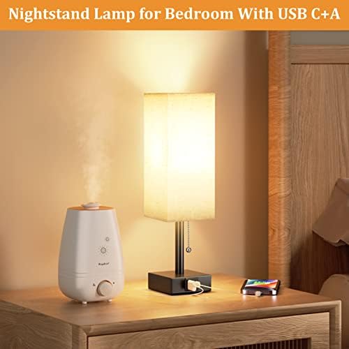 Small Bedside Table Lamp for Bedroom - Desk Lamp For Nightstand, USB C+A - Image 6