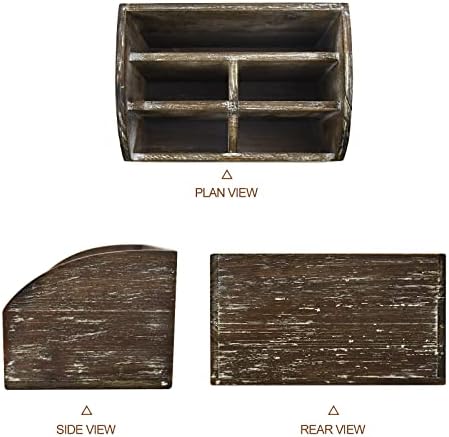 OKSQW Wood Desk Organizer, Solid Wooden Dark Brown Pen Holder for Desktop Organizer, No Need Assembly, Home Office Supplies Workspace Organizers Mail Holder Remote Control Countertop Storage Box - Image 3