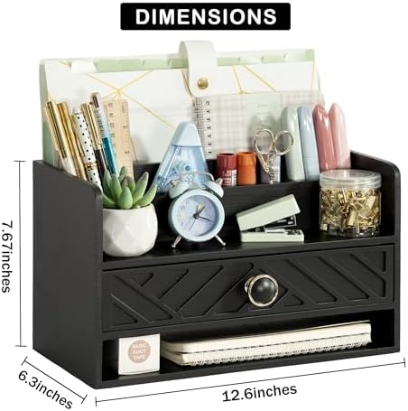 Desk Organizer with Drawer, Countertop Bill Mail Organizer and File Storage - Image 4