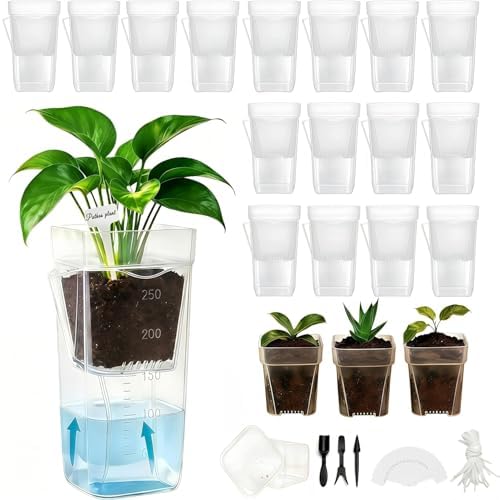 16 Pack (34pcs) 2.5" Self Watering Pots for Indoor Plants by Unknown