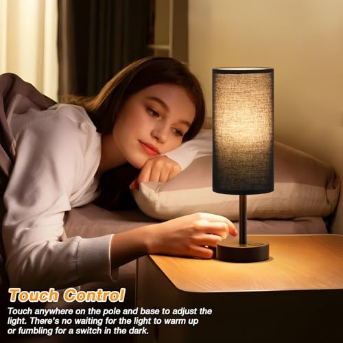 Dicoool Bedside Table Lamp for Bedroom - 3-Way Dimmable Touch Lamp, USB A+C - Image 2