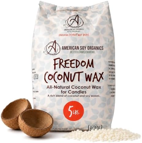American Soy Organics Freedom Coconut Soy Wax Beads, Candle Wax, 5 lbs by AmericanSoyOrganics