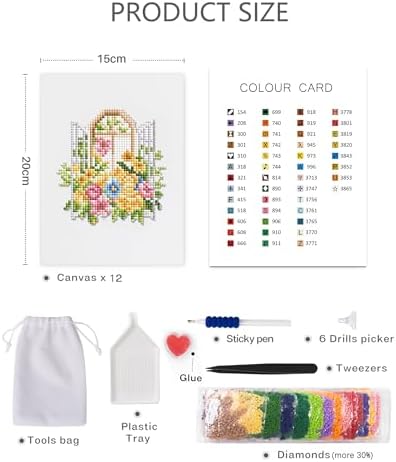 PeakLuv 12 Pcs Small Diamond Art Kits, Floral Window Mini Diamond Painting Kits for Adults, 5D DIY Square Drill Diamond Dots, Quickly Finishable Flowers Gem Art for Home Wall Desktop Decor, 6X7in - Image 3
