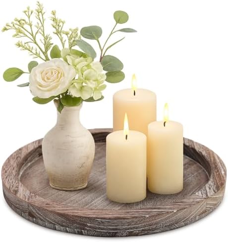 Round Wood Trays Home Decor Farmhouse Coffee Table Centerpieces Decorative by Ayiaren