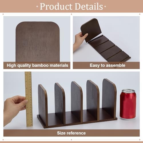 FINGERINSPIRE Desk Organizer Mail Holders 12x5x6 Inch 4 Compartments Bamboo Desk File Storage Stands Document Sorting Rack for Office, Home, School Desktop Organization - Image 3